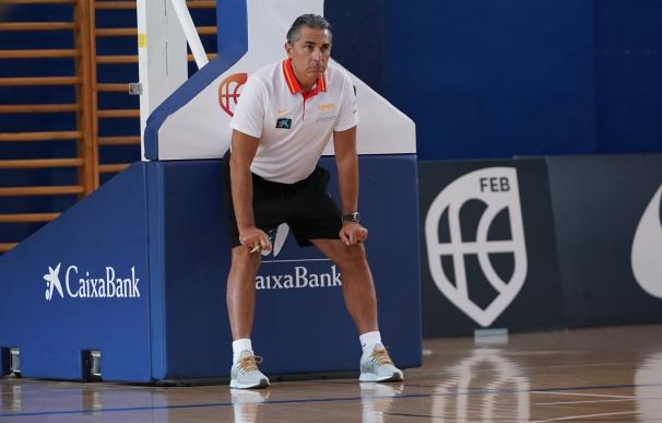 Sergio Scariolo durante un entrenamiento de la selección española de baloncesto