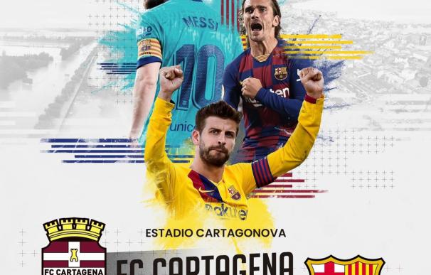 Cartel del partido amistoso entre el FC Cartagena y el FC Barcelona