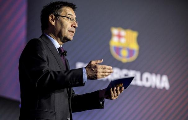 El presidente del FC Barcelona, Josep Maria Bartomeu, en la Asamblea 2018