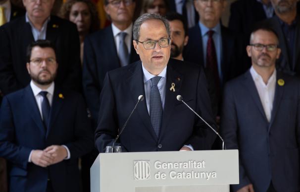 El presidente de la Generalitat, Quim Torra durante el discurso. /EP