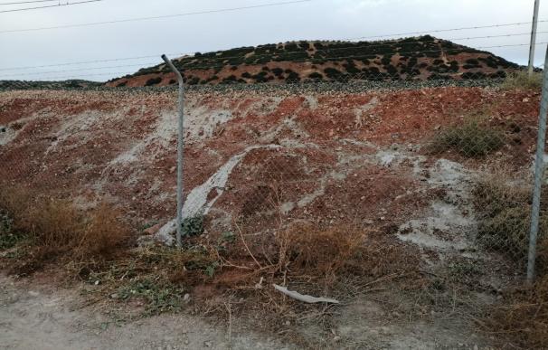 Imágen de las madrigueras de los conejos tapados con cemento. /Federación Andaluza de Caza