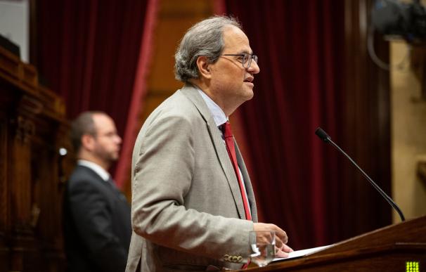 El president Quim Torra intervé en el ple del Parlament de Catalunya.