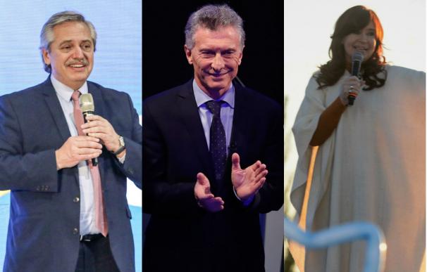 De izquierda a derecha, Alberto Fernández, Mauricio Macri y Cristina Fernández de Kirchner