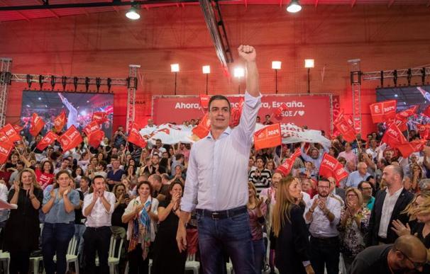 Pedro Sánchez en un mitin del PSOE