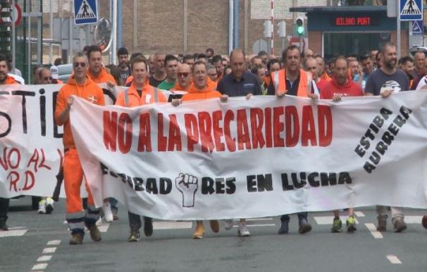 Estibadores de Bilbao en huelga
