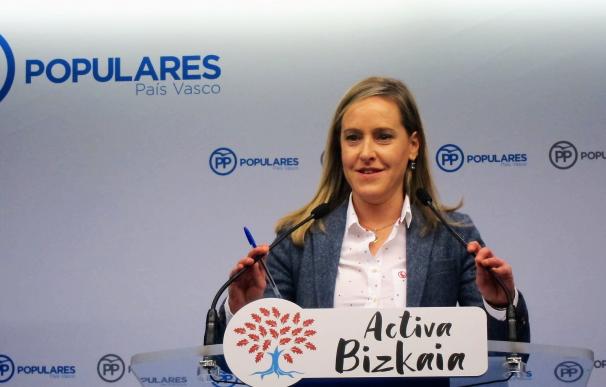 La secretaria general del PP vasco, Amaya Fernández, en rueda de prensa.