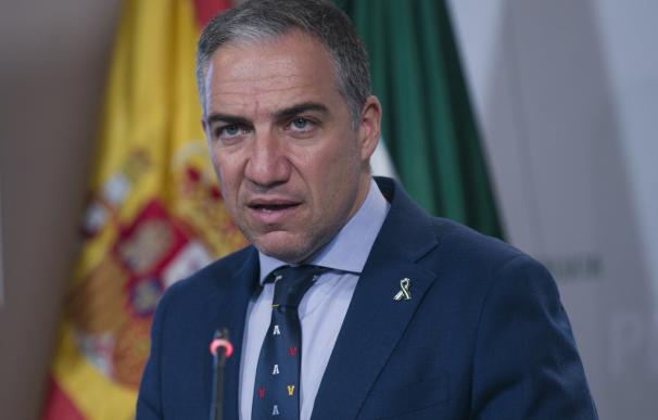 Rueda de prensa posterior al Consejo de Gobierno de Andalucía. El Consejero de Presidencia, Elías Bendodo durante su comparecencia.
