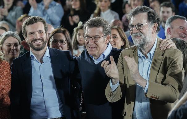 Pablo Casado, Alberto Núñez Feijóo y Mariano Rajoy