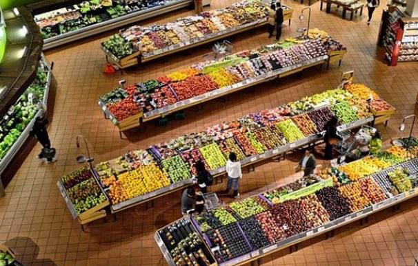 Sección de frutas y verduras de un supermercado