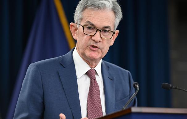 HANDOUT - 30 October 2019, US, Wahington: Jerome Powell, Chair of the Federal Reserve, speaks during a press conference. The US Federal Reserve announced its third consecutive quarter-point interest rate cut since July. Photo: -/Federal Reserve /dpa - ATT