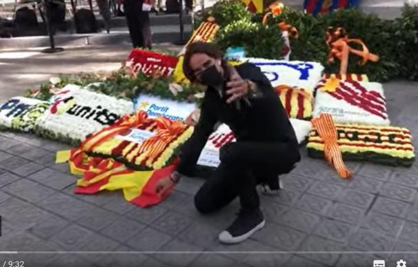 Vídeo periodista pone bandera España en la Diada