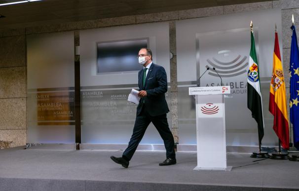 El presidente de Cs Extremadura, Cayetano Polo, tras la rueda de prensa en la que anuncia que abandona la política