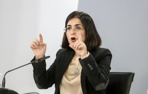 La ministra de Función Pública, Carolina Darias, en una rueda de prensa en Moncloa