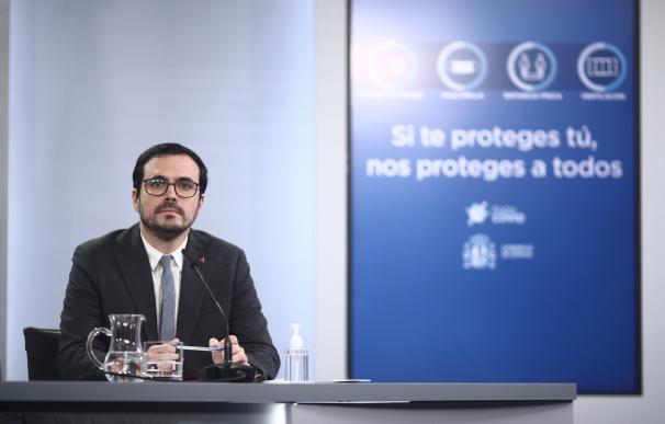 El ministro de Consumo, Alberto Garzón, durante una rueda de prensa convocada ante los medios posterior al Consejo de Ministros.