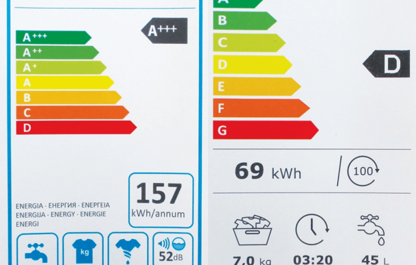 Comparación entre las antiguas y nuevas etiquetas de eficiencia energética.