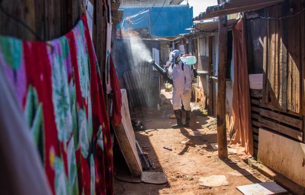 21 May 2020, Brazil, Rio de Janeiro: A voluntary group sprays disinfectant at tin houses as a preventive measure against the spread of the Coronavirus (COVID-19). Photo: Ellan Lustosa/ZUMA Wire/dpa (Foto de ARCHIVO) 21/5/2020 ONLY FOR USE IN SPAIN