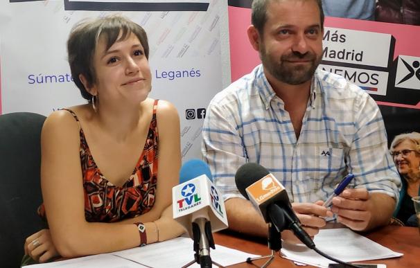 Eva Martínez y Fran Muñoz, en comparecencia de prensa MÁS MADRID-LEGANEMOS (Foto de ARCHIVO) 11/9/2019