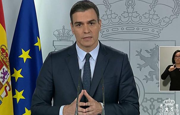 El presidente del Gobierno, Pedro Sánchez, en una intervención televisiva durante el estado de alarma.