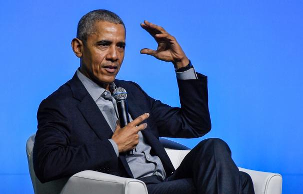 Obama durante una conferencia de su fundación.