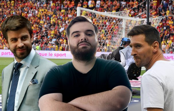 Gerard Piqué, Ibai Llanos y Leo Messi, el 'tridente' de Liga francesa en España.