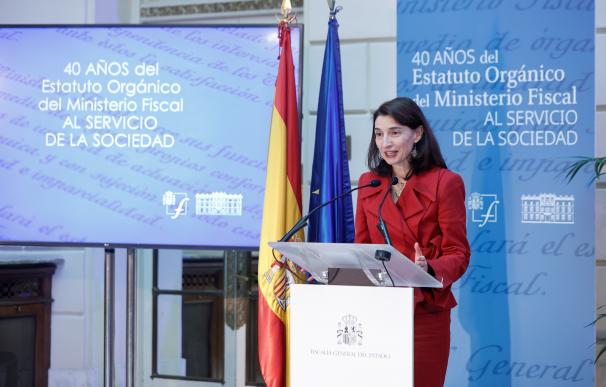 La ministra de Justicia, Pilar Llop, ofrece un discurso en el acto conmemorativo del 40 aniversario del Estatuto Orgánico del Ministerio Fiscal celebrado en Madrid.