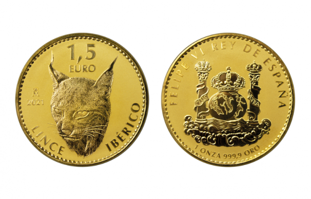 Moneda de coleccionista de 1,5 euros con imagen de un lince ibérico