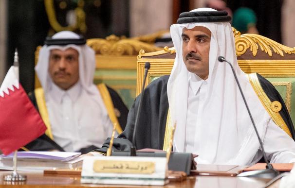 14 December 2021, Saudi Arabia, Riyadh: Emir of Qatar Tamim bin Hamad Al Thani attends the 42nd session of the Gulf Cooperation Council (GCC) meeting. Photo: -/Saudi Press Agency/dpa (Foto de ARCHIVO) 14/12/2021 ONLY FOR USE IN SPAIN