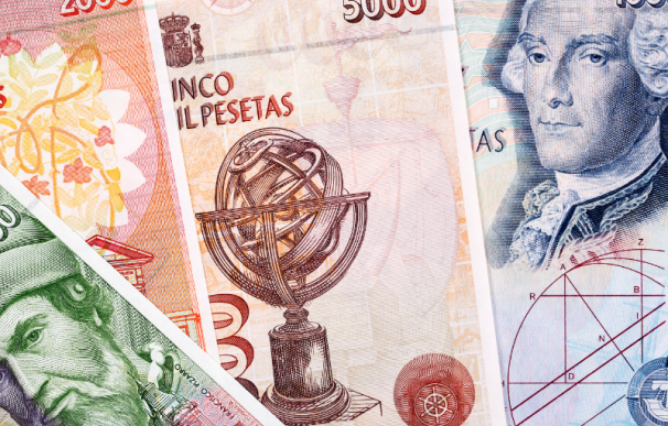 Billetes españoles de pesetas.