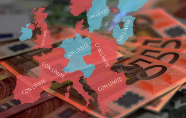 Mapa límite de pago en efectivo en Europa