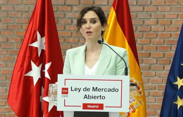 Isabel Díaz Ayuso en la clausura de la jornada 'Ley de Mercado Abierto: hacia la unidad de mercado'. SEÑAL DE LA COMUNIDAD DE MADRID 31/3/2022