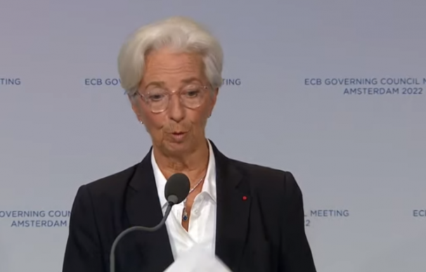 Lagarde, durante la conferencia en Ámsterdam tras la reunión del BCE.
