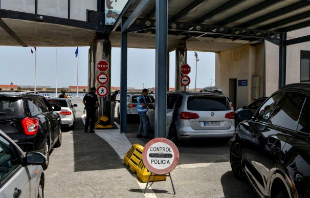 Control fronterizo en Ceuta (España).
