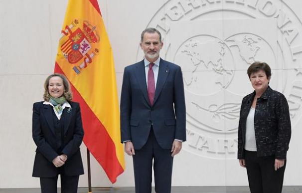 Calviño, Felipe VI y Georgieva