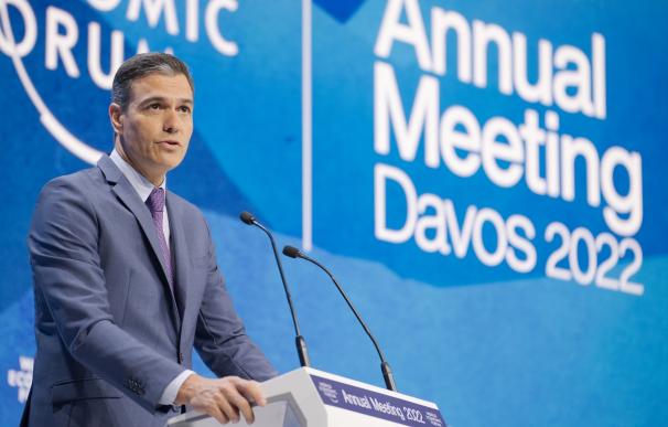 Pedro Sánchez en la Reunión Anual del Foro Económico Mundial en Davos-Klosters en 2022.
