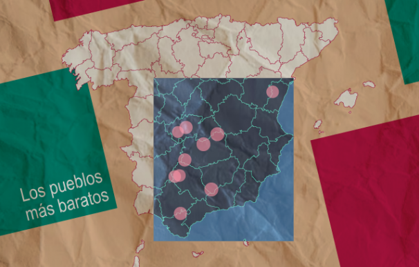 Mapa de los pueblos más baratos de España para comprar una vivienda.