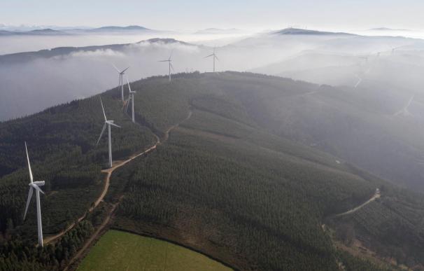 Imagen del parque eólico Pousadoiro, propiedad de EGPE, en el norte de la provincia de Lugo.