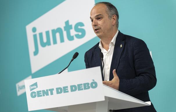 El secretario general de Junts, Jordi Turull, interviene durante una rueda de prensa en la sede del partido, a 29 de mayo de 2023