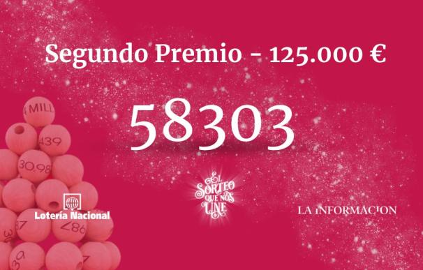 El 58303, segundo premio de la Lotería de Navidad con 125.000 euros al décimo