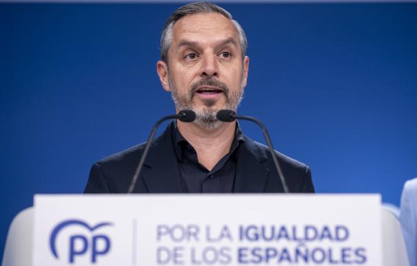 El vicesecretario de Economía del PP, Juan Bravo, durante una rueda de prensa, en la sede del Partido Popular