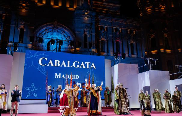 Los Reyes Magos dan su tradicional discurso durante la cabalgata de Reyes 2023, a 5 de enero de 2023 en Madrid