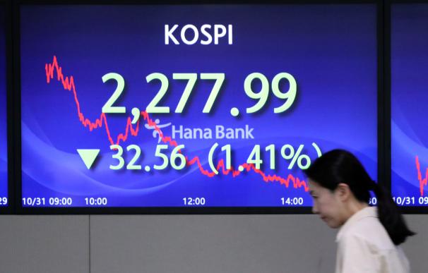 Pantalla de valores de la Bolsa de Seúl.