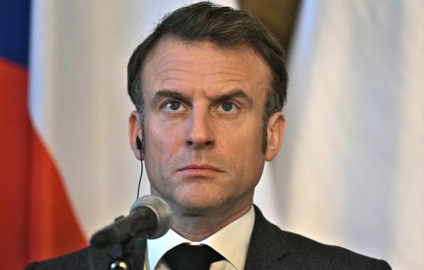 El presidente francés, Emmanuel Macron, durante una conferencia en Praga