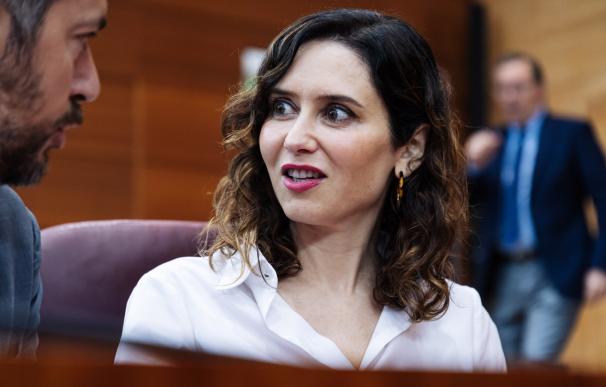 La presidenta de la Comunidad de Madrid, Isabel Díaz Ayuso, durante una sesión plenaria en la Asamblea de Madrid
