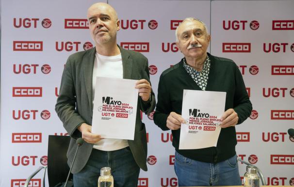 Unai Sordo (CCOO) y Pepe Álvarez (UGT)