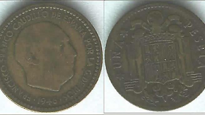 Fotografía Moneda 1 Peseta Franco 1946.