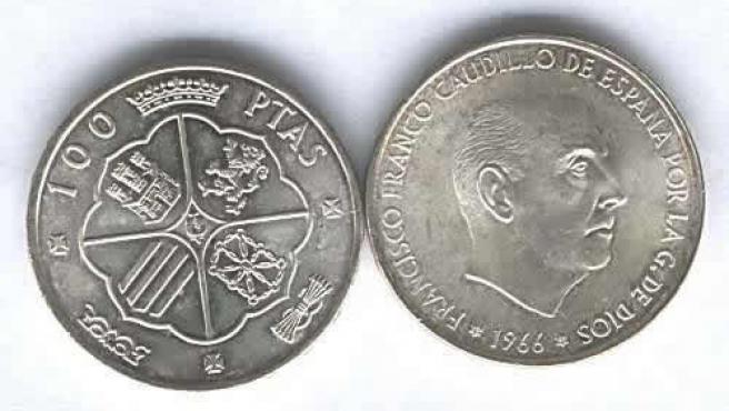 Fotografía de la Moneda 100 Pesetas Franco 1949.