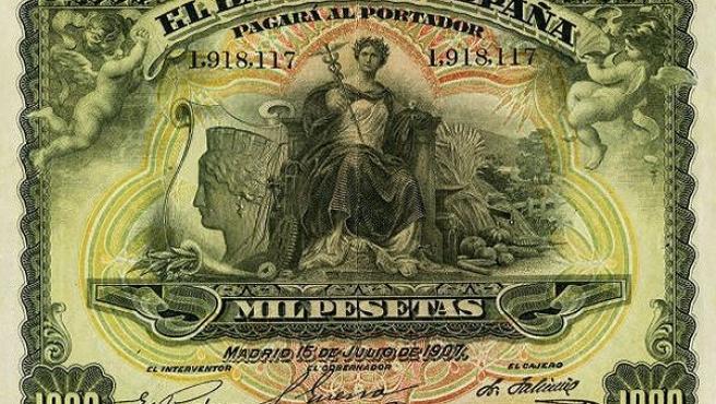Un billete de 1.000 pesetas de 1907.