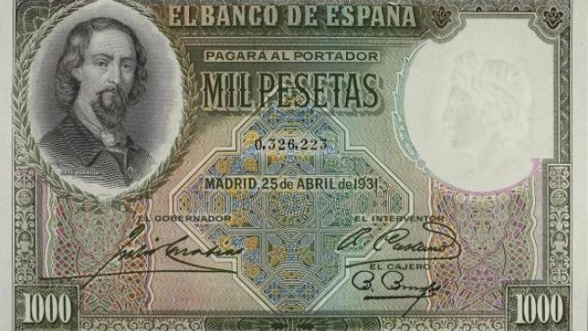 El billete de 1.000 pesetas de 1931 con José Zorrilla.