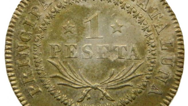 Una moneda de peseta de 1837.