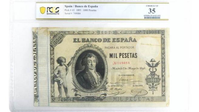 Billete de 1000 pesetas del Conde de Gabarrus de 1895.